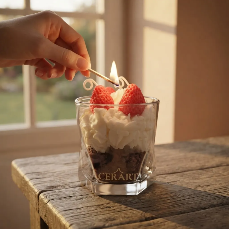 Aroma a Postre – Fresas y Rosas – Vela Aromática en Frasco 350ml